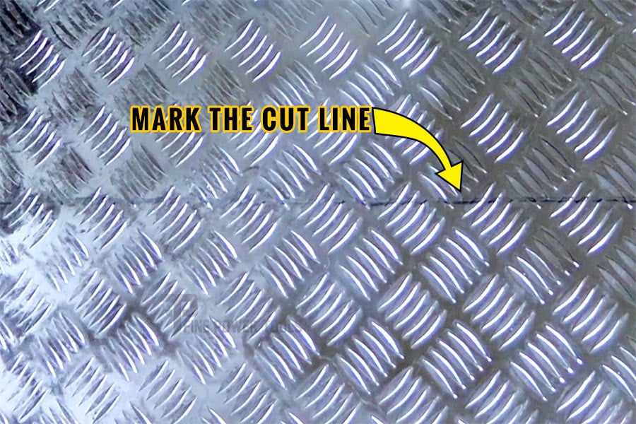 Mark the cut line on sheet metal